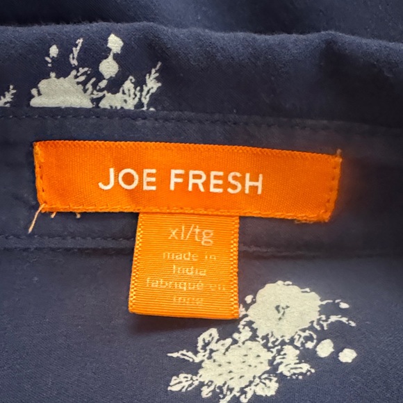Joe Fresh Dark Blue Blouse with Light Floral Design - Picture 2 of 5